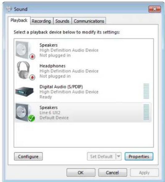 LINE 6 POD Farm 2.5 - Configuration de Windows® afin qu'il utilise le matériel Line 6 comme périphérique audio par défaut - 1