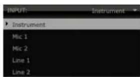 LINE 6 POD Farm 2.5 - Menu desources d'entree des sons Tone A et B - 2