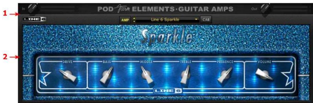 LINE 6 POD Farm 2.5 - Plug-Ins POD Farm Elements - Interface utiliseur - 1