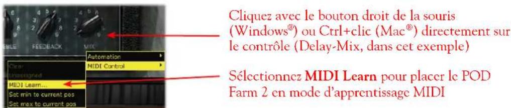 LINE 6 POD Farm 2.5 - Fonction d'apprentissage MIDI (MIDI Learn) - 1