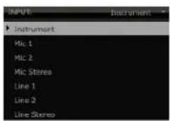 LINE 6 POD Farm 2.5 - Menu desources d'entree des sons Tone A et B - 1