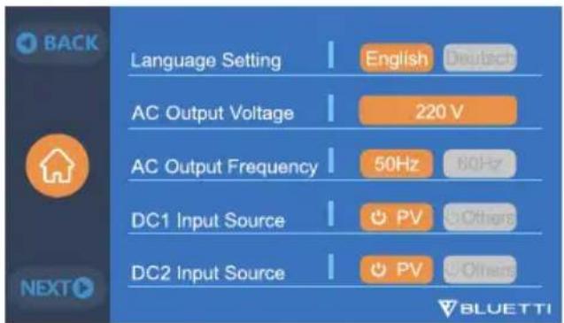 BLUETTI AC500 - Settings (paramètres) - 1