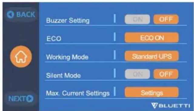 BLUETTI AC500 - Settings (paramètres) - 2