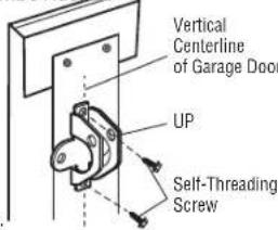 Vertical Centerline of Garage Door UP Self-Threading Screw