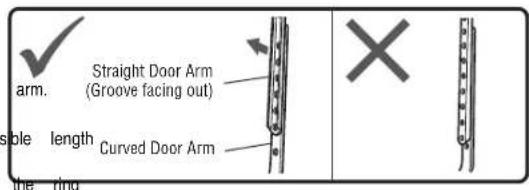 Arm. Straight Door Arm (Groove facing out) Sable length Curved Door Arm the ring