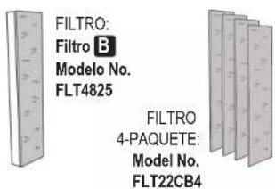 FILTRO: Filtro B Modelo No. FLT4825 FILTRO 4-PAQUETE: Model No. FLT22CB4