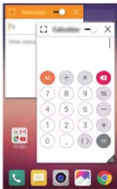 Screenshot of a mobile phone interface showing a calculator with numeric keypad and app icons