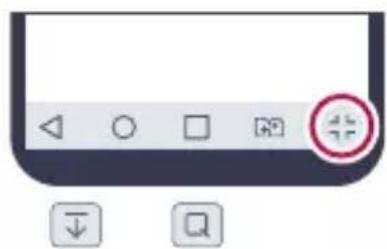 Mobile app interface toolbar with navigation and action buttons, featuring a red circular icon highlighting the play button.