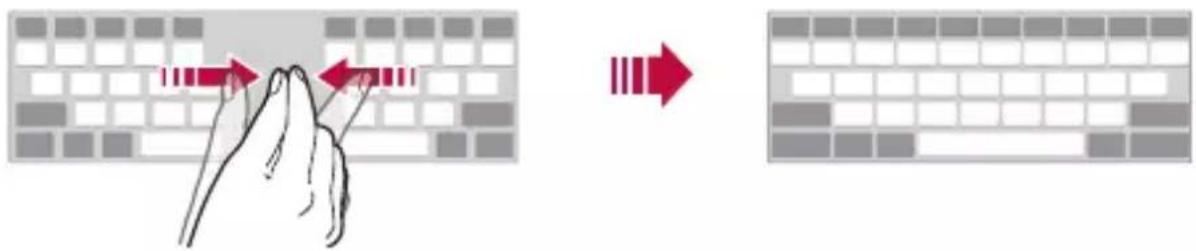 Diagram illustrating typing process with hand gesture and keyboard layout, showing red double-headed arrows indicating movement.