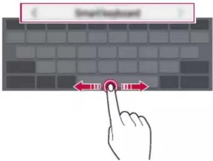 Diagram showing a hand pressing a button on a keyboard with red directional arrows indicating movement or navigation.