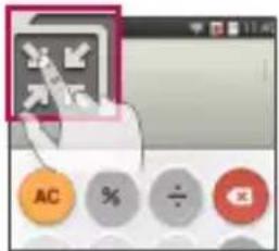 Screenshot of a software interface showing a hand interacting with a calculator and a cursor hovering over a button labeled 'AC' with percentage and division icons.