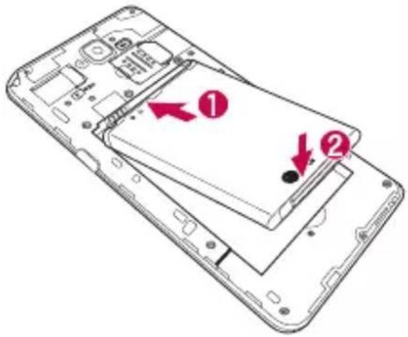 Diagram of a smartphone showing two labeled components (① and ②) with arrows indicating movement or assembly.