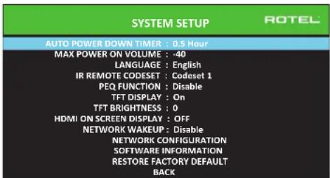 ROTEL RSP1582 - Systeminställningar - 1