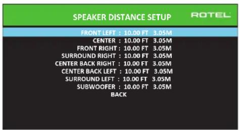 ROTEL RSP1582 - Ajuste Distancia/Retraso Cajas - 1
