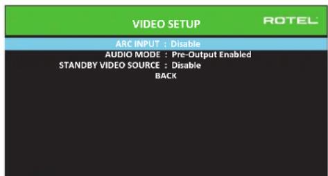 ROTEL RSP1582 - VIDEO SETUP - 1