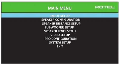 ROTEL RSP1582 - Menu principale - 1