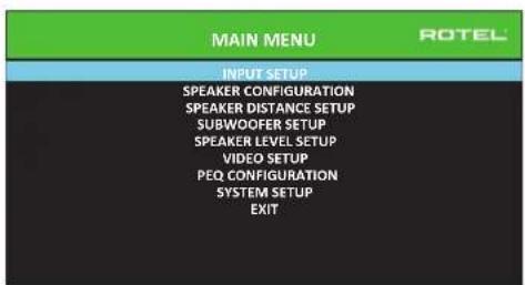 ROTEL RSP1582 - MAIN MENU -Главhoe MeHIO - 1