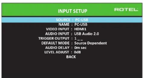 ROTEL RSP1582 - INPUT SETUP - 1