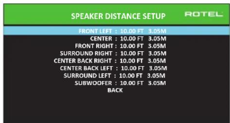 ROTEL RSP1582 - Speaker and Delay/Distance Setup - 1