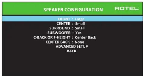 ROTEL RSP1582 - Comprender la Configuración de las Cajas Acústicas - 1