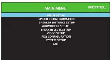 ROTEL RSP1582 - Main Menu - 1