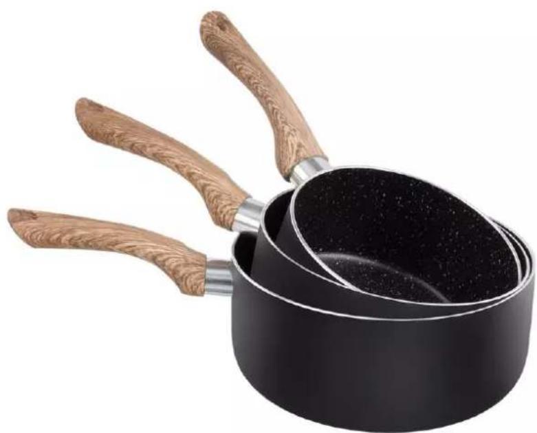 LIVOO MEP115 - Set 3 casseroles aspect pierre et bois - 1