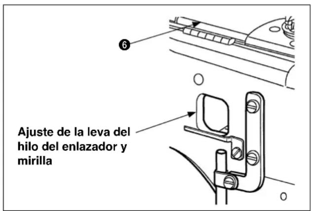 Ajuste de la leva del hilo del enlazador y mirilla