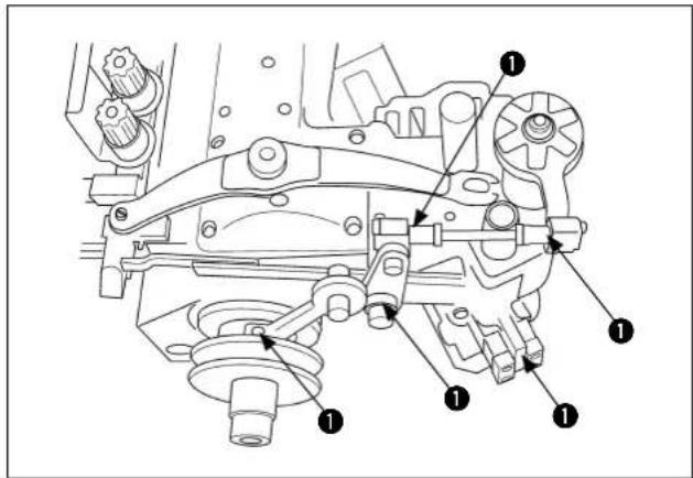Technical diagram of a mechanical assembly with numbered components and directional arrows indicating parts of motion or assembly.