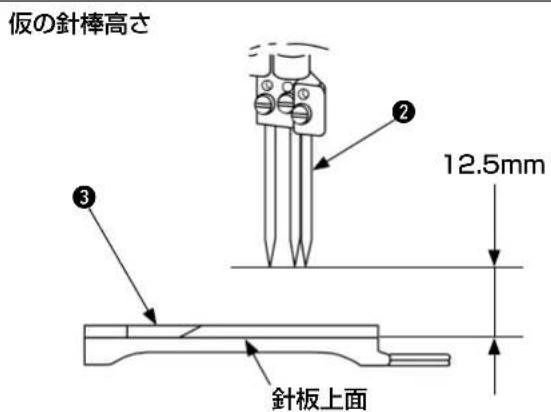 仮の針棒高さ 12.5mm 針板上面