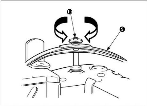 Technical diagram showing a mechanical assembly with labeled components 9 and 10, likely illustrating a turning or positioning process.