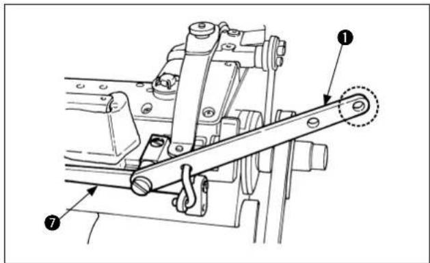 Technical diagram of a mechanical assembly with numbered components, likely a linkage or mounting mechanism.