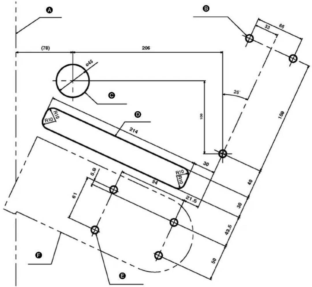 (78) 206 (33) 66 ø45 25° 159 R10 R10 214 30 40 94 21.5 61 5.8 43.5 50 F E B C D