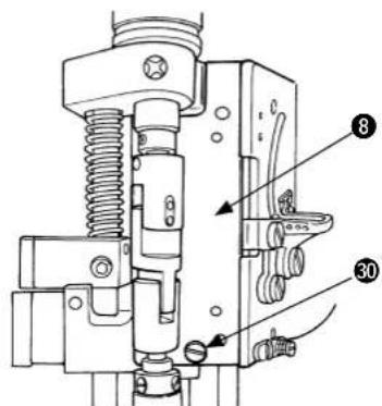 Technical diagram of a mechanical assembly with numbered components labeled 8 and 30