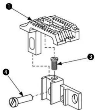 Technical diagram of a mechanical assembly with numbered components and labeled parts