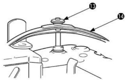 Technical diagram of a mechanical component with numbered parts labeled 13 and 14
