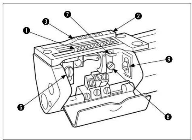 Technical diagram of a mechanical component with numbered parts labeled 1 through 9