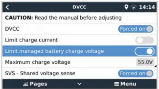 VICTRON ENERGY Color Control GX - Limite de la tension de charge des batteries gérées - 1