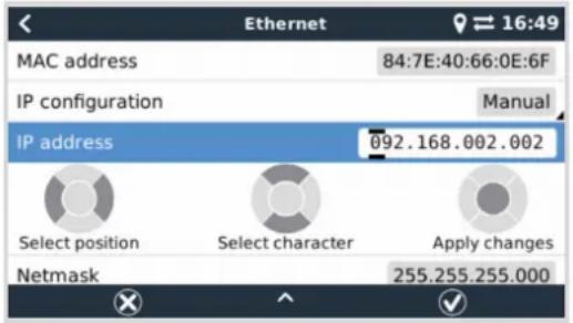 VICTRON ENERGY Color Control GX - Configuration IP manuelle - 1