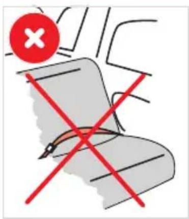 Diagram showing a red X mark on a chair with a red circle containing an 'X' symbol, indicating a warning or failure point.