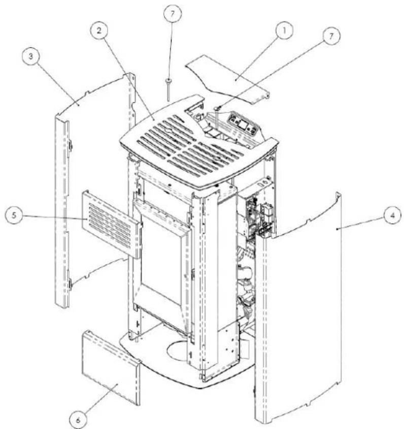 Technical diagram of an internal device with numbered components for identification