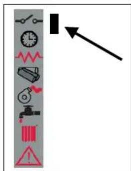 Diagram showing various industrial or safety symbols with arrows pointing to a black rectangle and a red warning triangle.