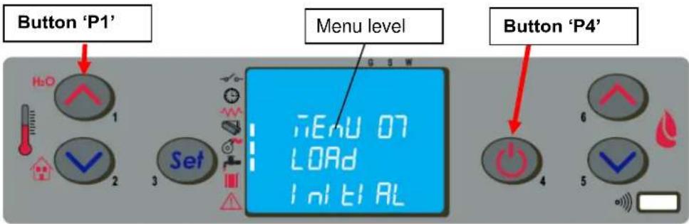 Button 'P1' H2O 1 2 Set Menu level iEnu 07 Load Inl t'l AL 6 5 Button 'P4'