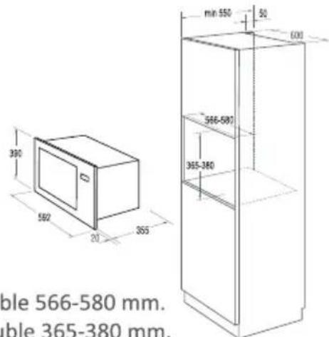 390 562 20 365 min 550 50 600 566-580 365-340 ble 566-580 mm. ble 365-380 mm.