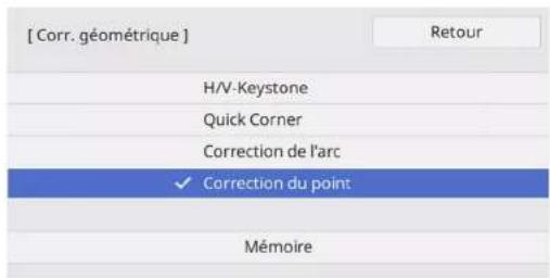 [ Corr. géométrique ] H/V-Keystone Quick Corner Correction de l'arc ✓ Correction du point Mémoire