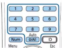 EPSON PowerLite EB775F - Maintenez le bouton [Num] enfoncé sur la télécommande et utilisez les boutons numériques pour définir un mot de passe à quatre chiffres. - 1