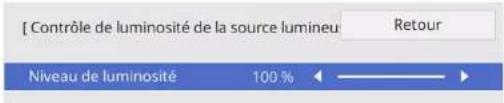[ Contrôle de luminosité de la source lumineu Retour Niveau de luminosité 100%