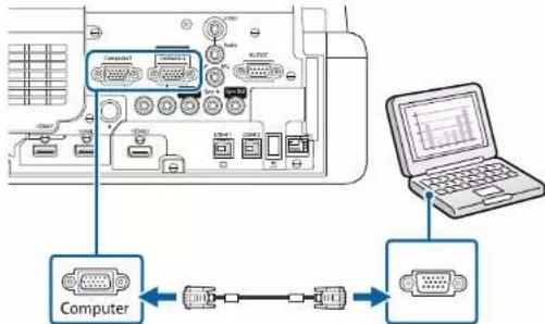 EPSON PowerLite EB775F - Connexion à un ordinateur pour la vidéo et l'audio VGA - 2