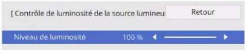 [ Contrôle de luminosité de la source lumineu Retour Niveau de luminosité 100 %