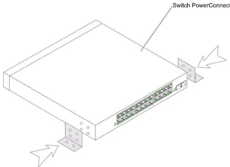 DELL PowerConnect 2716 - Obrázek 1-2. Installace držáku pri montáži na zed - 1