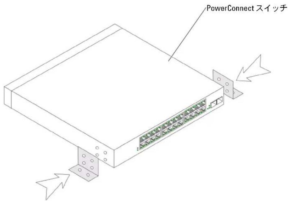 DELL PowerConnect 2716 - 图1-2壁に設置するたのラルクットの取り付け - 1